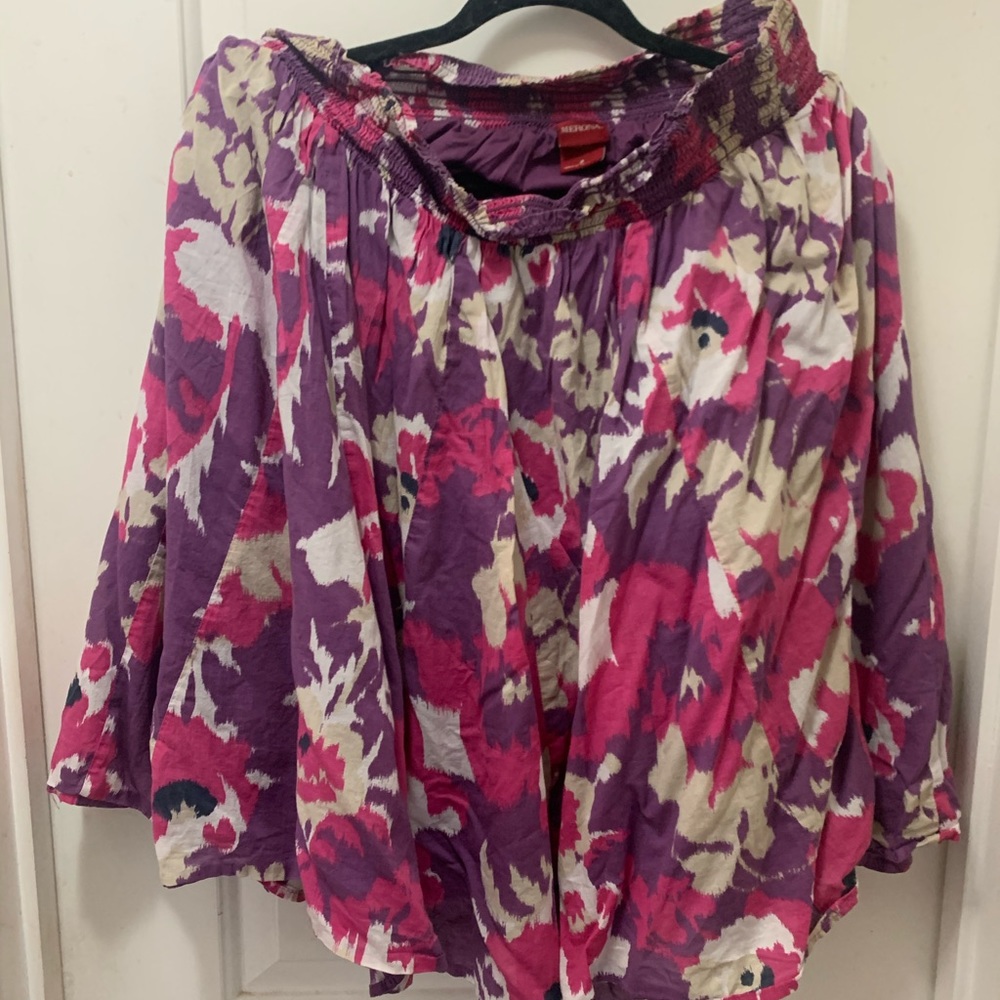 Pink, purple, cream floral skirt